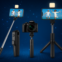 Extendable Flash 3-in-1 Selfie Stick Tripod with Bluetooth Remote